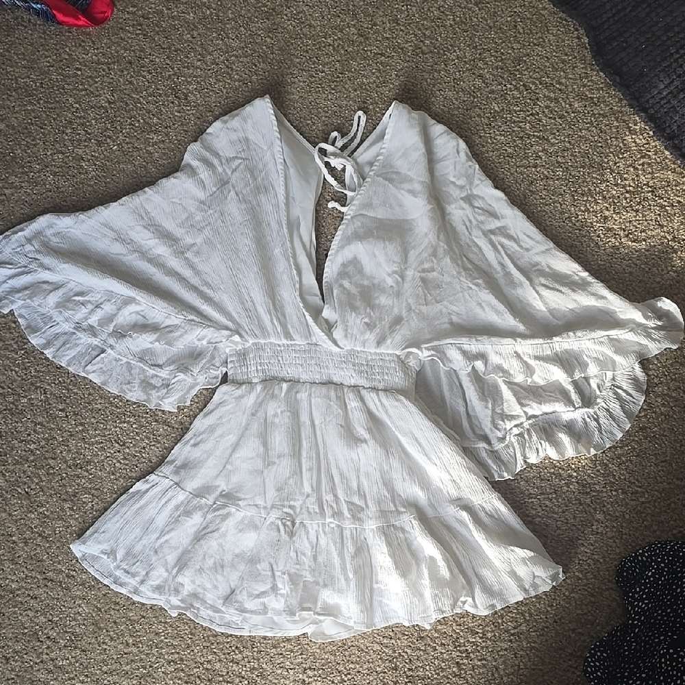 Chic White Open-Back Romper